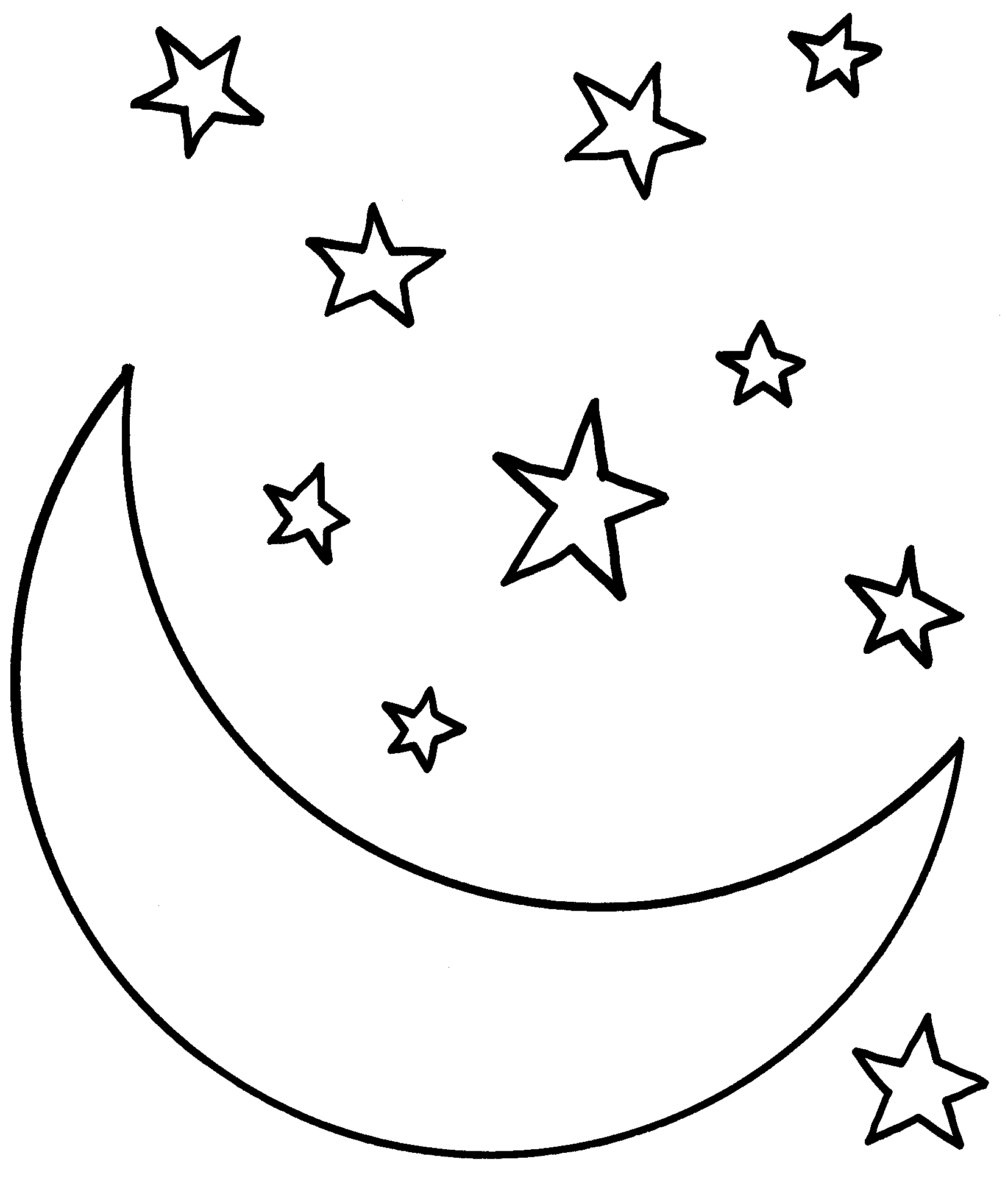 sun and moon clipart black and white