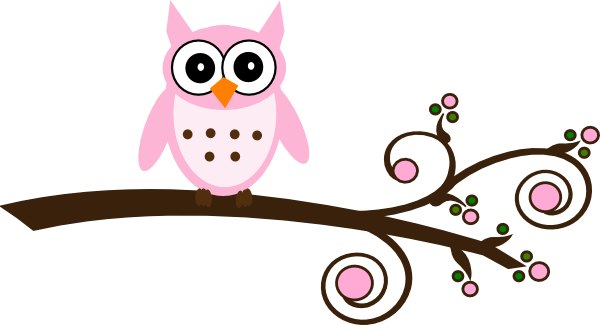 Pink Owl On Branch Clip Art At Clker