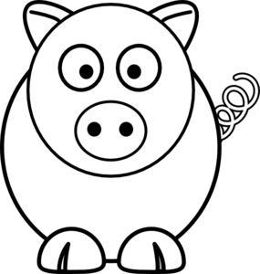 Cartoon Pig Black And White Clip Art 