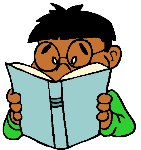 Kid Reading a Book Clip Art 